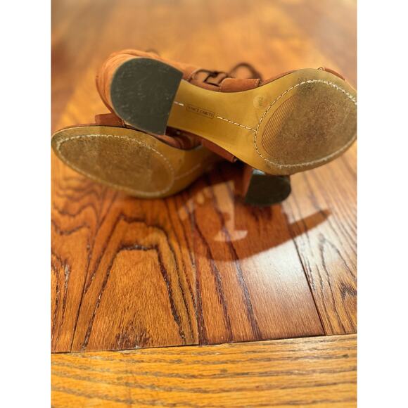 Vince Camuto Wendell Womens 7.5 Brown Tan Suede Shoes Lace Up Gladiator Sandals - Picture 11 of 16